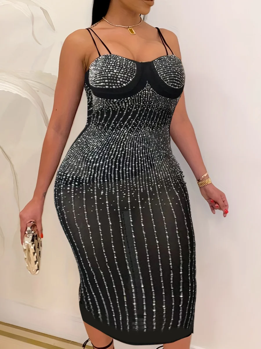 LW Plus Size dress Sequined See Through Prom Dress black party dresses Fashion sexy Evening dress vestido Elegant maxi dress