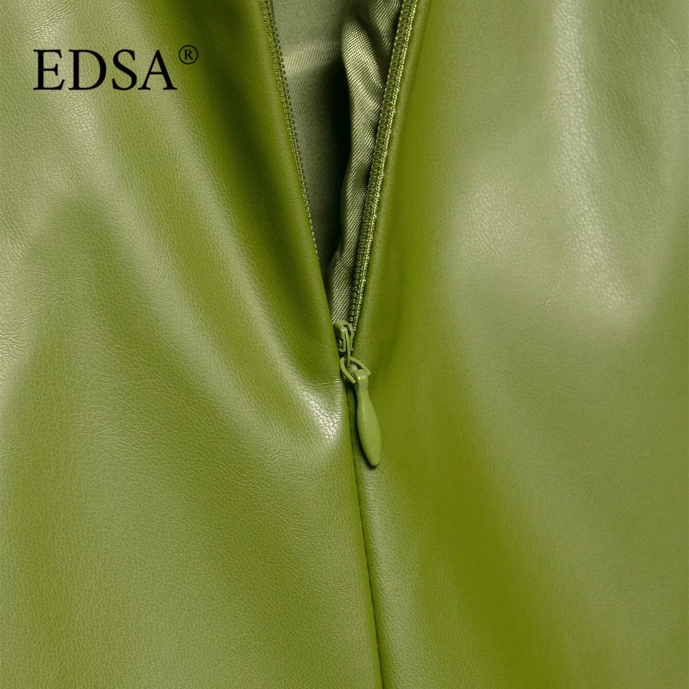 EDSA Damen-Midirock aus Pu-Leder, hohe Taille, gerade, lange Röcke für Damen, Party, High Street-Röcke