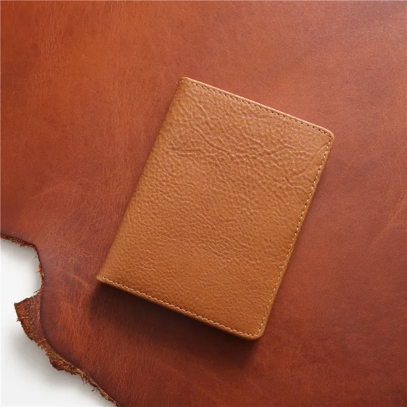 

Genuine Cow Leather Cardcase Vintage Business Card Case Button Tickets Organizer Portable Credit Cards Cover Bank Card Holder