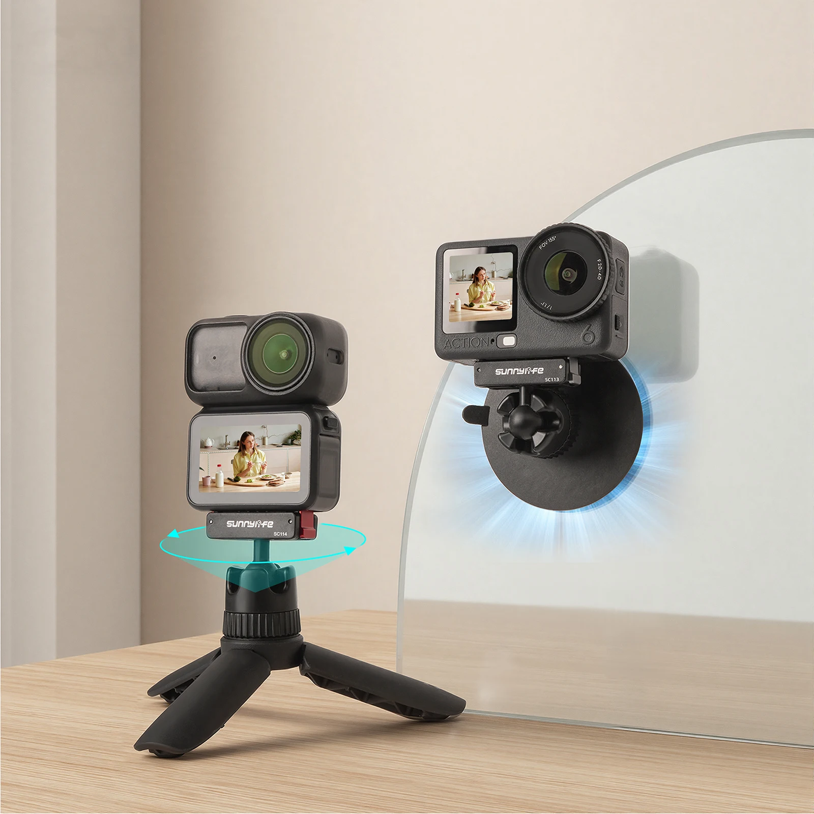 

Bidirectional Magnetic Quick-Release Ball Head Vacuum Mount Bracket for DJI Osmo Nano/Action 6