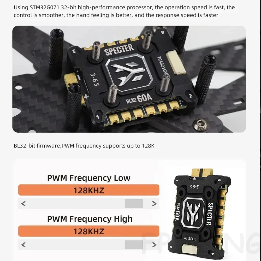 HGLRC SPECTER 60A 4-w-1 ESC - 3-6S BL32 128K CNC Radiator 20×20mm Wysoka Wydajność do Dronów Wyścigowych i Freestyle FPV
