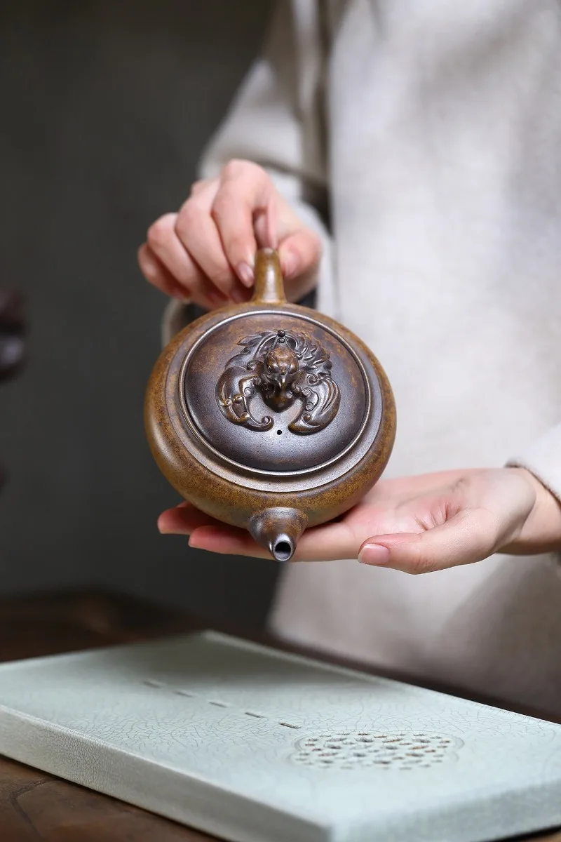 280ml Yixing Handmade Purple Clay Teapot, Dragon Bone,raw Ore, Gold Sand,tea Pot, Kung Fu Tea
