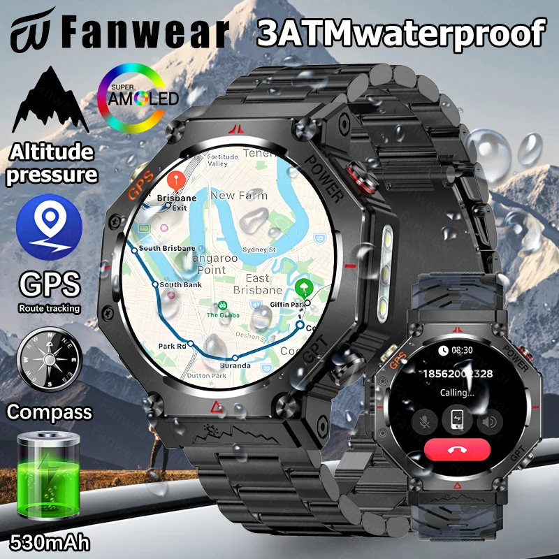 

T-Rex3 GPS Military Sport smart watch with flashlight For Xiaomi support GHATGPT AI 5ATM waterproof Built-in Dual-band GPS Compa