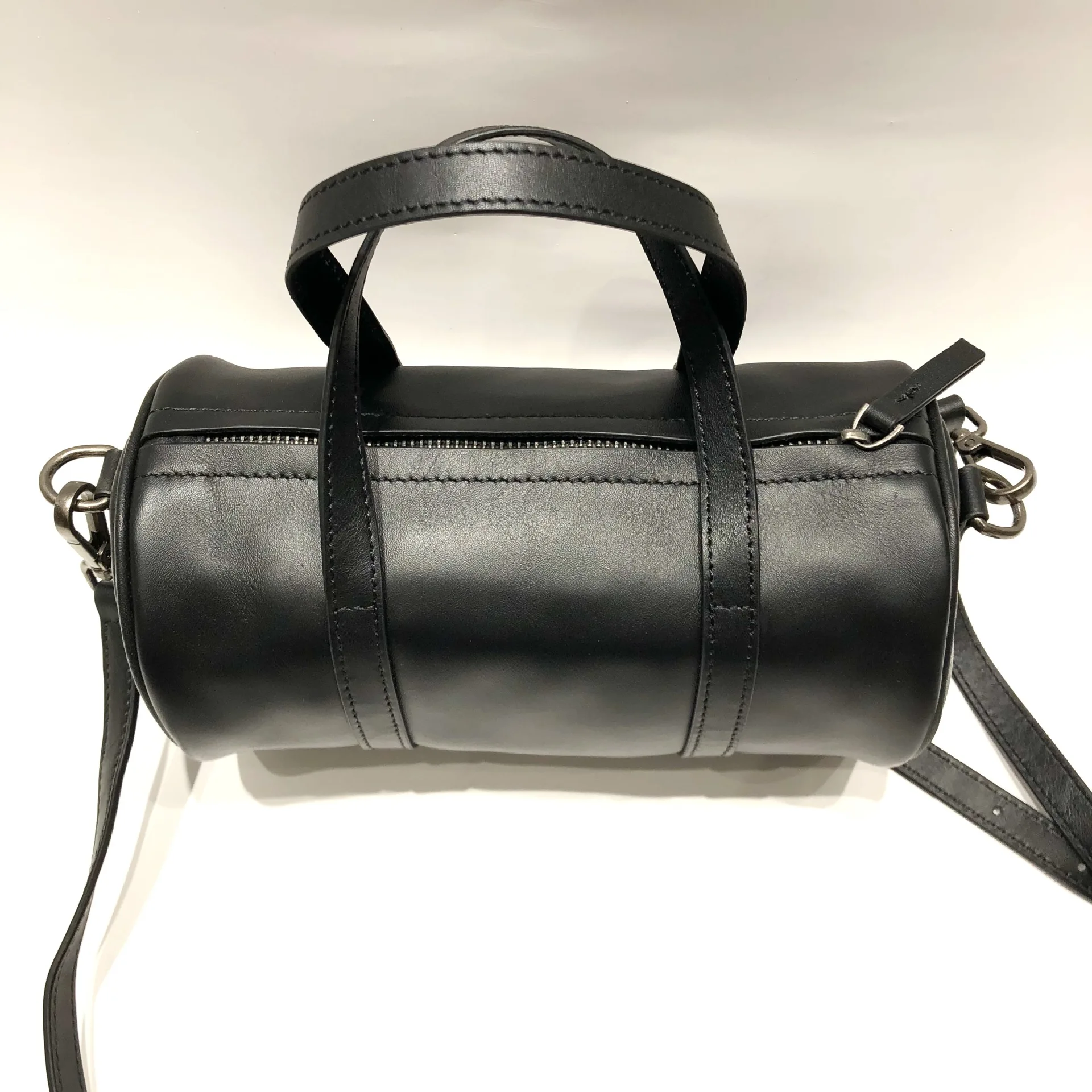 Bolso de cuero genuino hecho a mano para mujer, bolso cilíndrico de piel de vaca, bolso de hombro, bolso cruzado