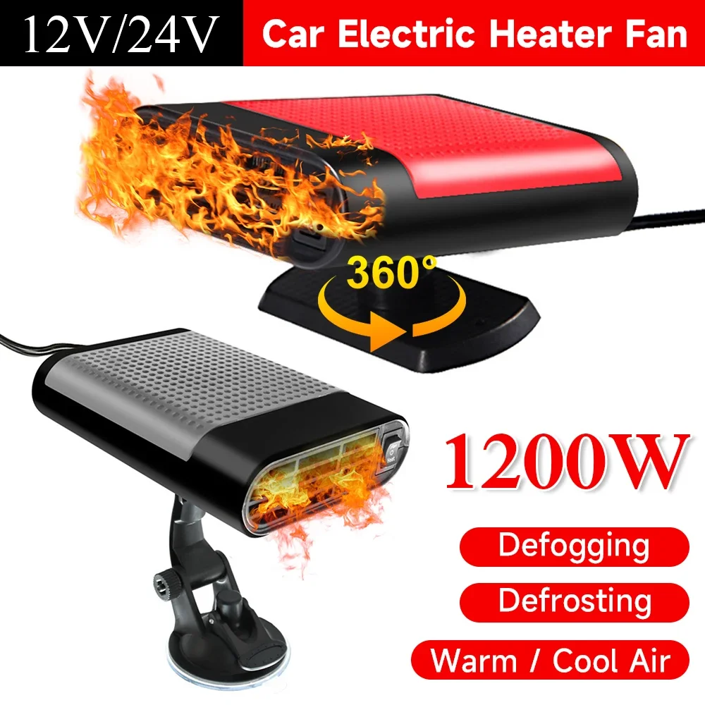 12V/24V Defogger Defroster Demister 120W Car Cooling Fan 2 in 1 Anti-Fog Car Heater Windshield Defogging Defrosting Heating Fan