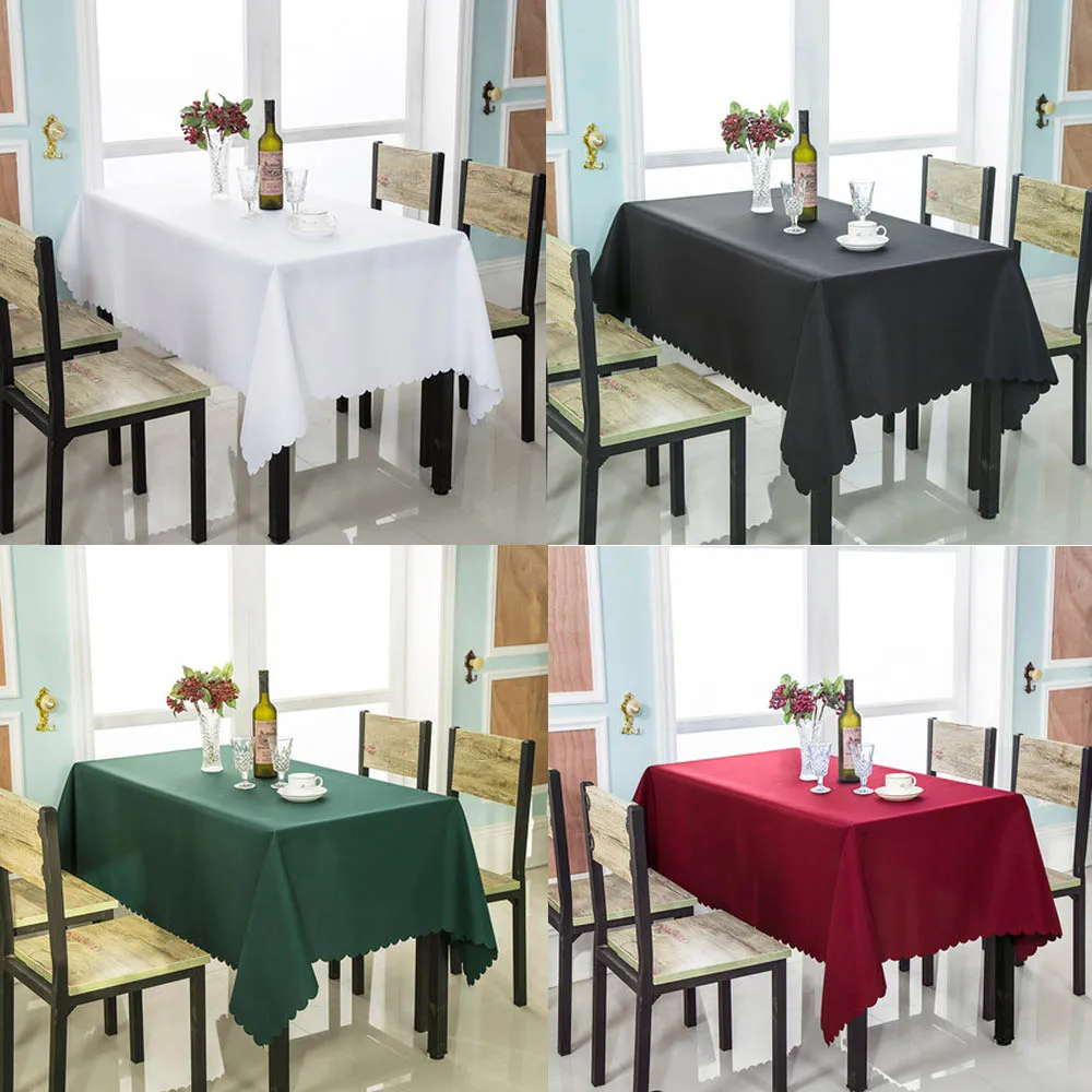 Restaurant Hotel Conference Decor Polyester Table Cover White Black Square Rectangle Tablecloth For Wedding Events Party Decor