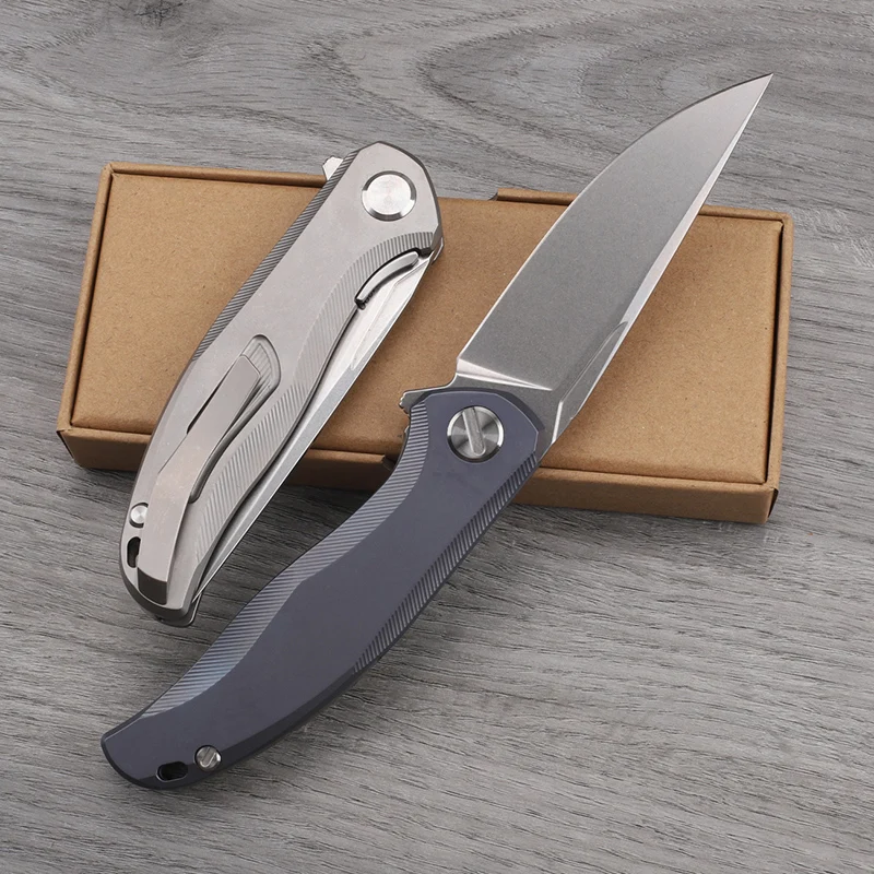 M390 Steel Titanium Alloy Handle Folding Knife Outdoor Camping Survival High Hardness Sharp Portable Tool EDC