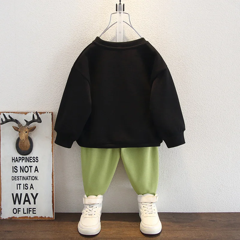 

Boys Sweatshirts +Trousers Cotton Kids Sport Suits 2PCS/Set 2023 Hot Winter Autumn School Teenagers Tracksuit Children Sets