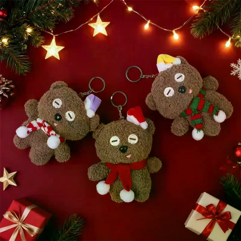 دمية دب عيد الميلاد الصغيرة الدببة الضخمة هدية الملابس حقيبة المفاتيح المعلقات الخبز الديكور قطرة عيد الميلاد الحلي طفل هدية عيد الميلاد