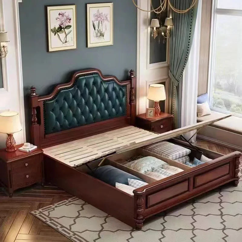 King Size European Double Bed Frame Royal High End Modern Frame Bed Wood Designer Sleeping Letti Matrimoniali Home Furniture