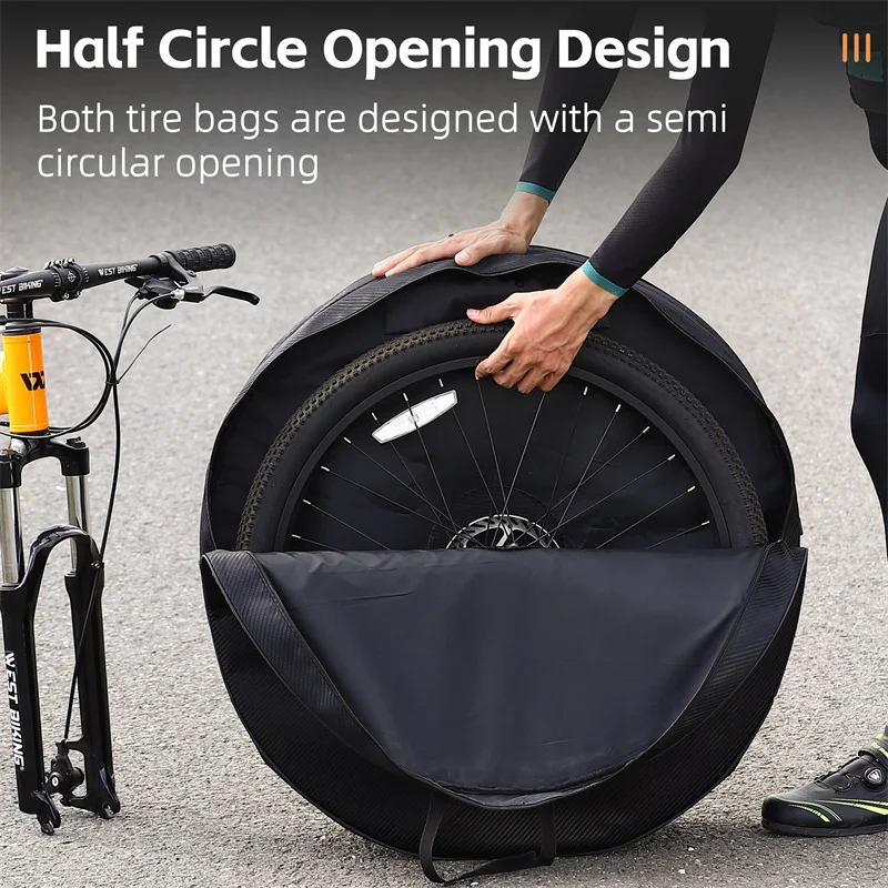 WEST BIKING Bicycle Tire Bag Multifunction Thicken Detachable Bicycle Wheel Set Bag For 26