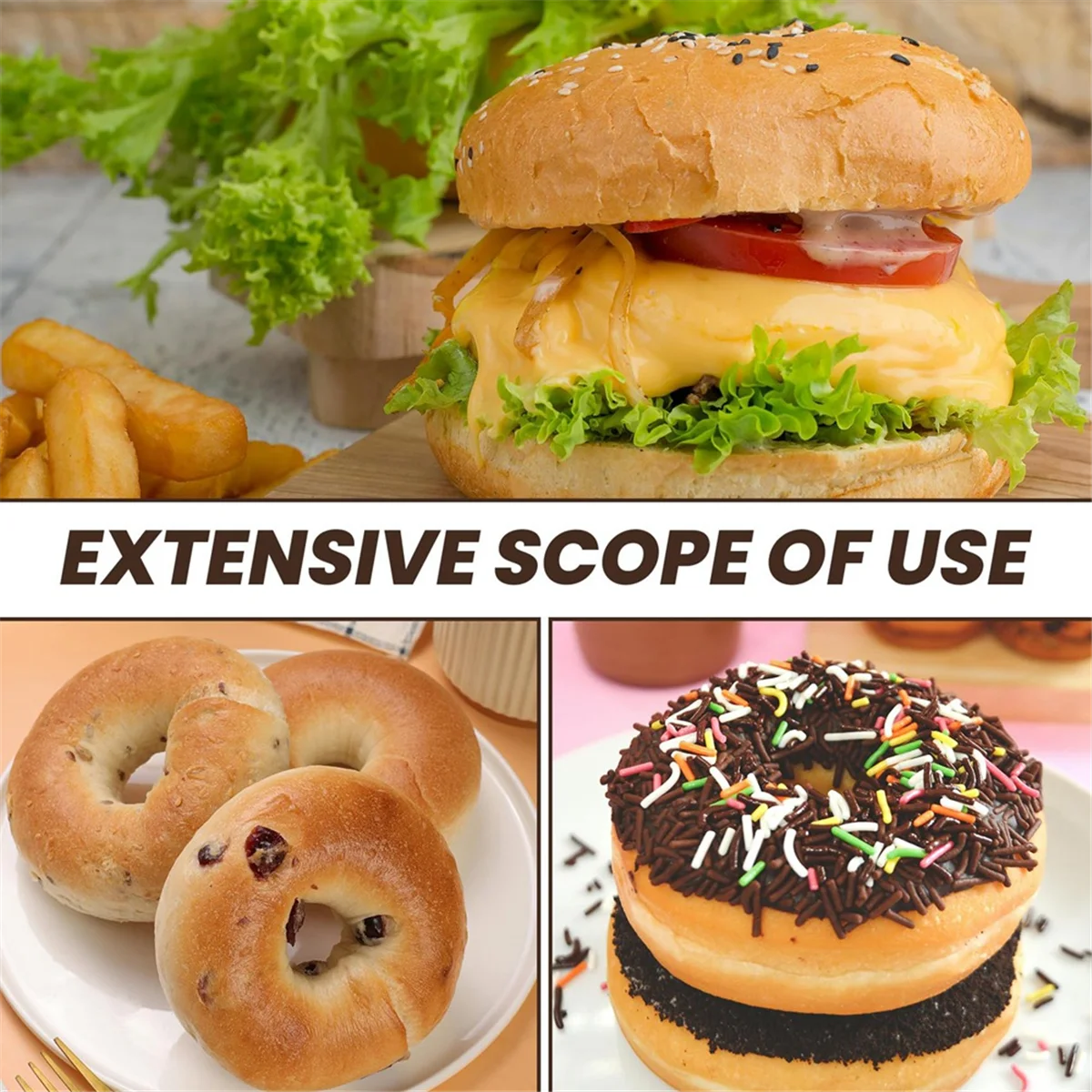 قوالب السيليكون، قالب دونات للخبز، مجموعة مقالي الدونات، 6 قطع قوالب معجنات لمقالي كعكة الخبز والدونات