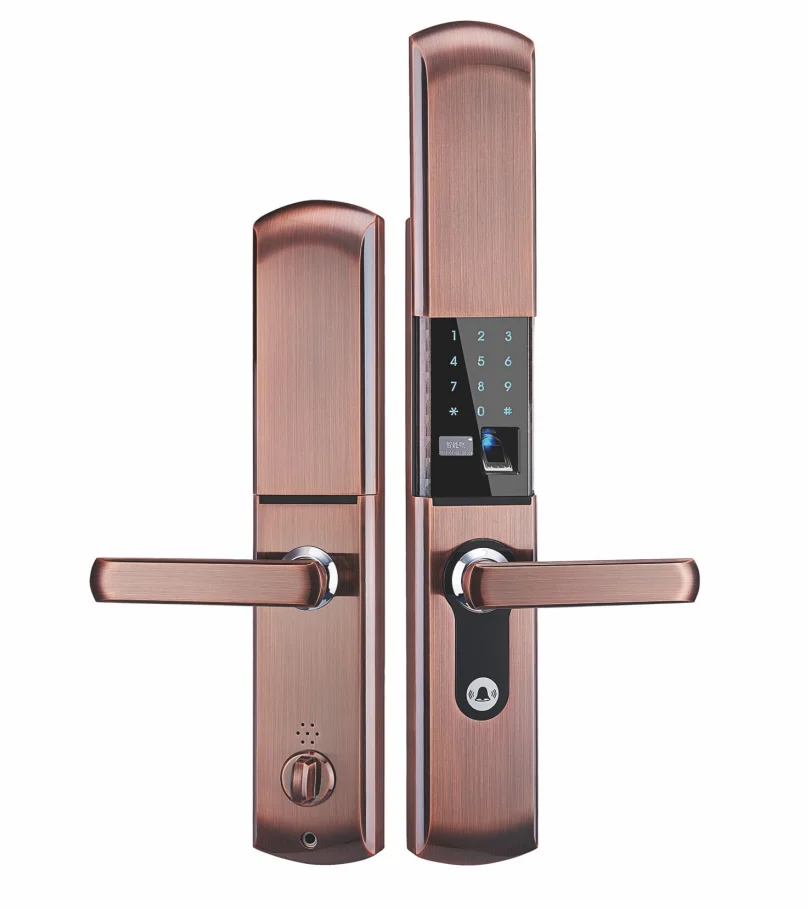 MELO, superventas, Inteligente, electrónica para el hogar, Smartlock, huella dactilar con mango, código de tarjeta inteligente para puerta de Metal y puerta de madera