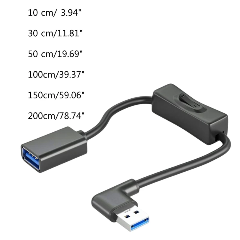 Cable extensión USB3.0 para dispositivos USB, Cable carga y transferencia datos con interruptor encendido y apagado,