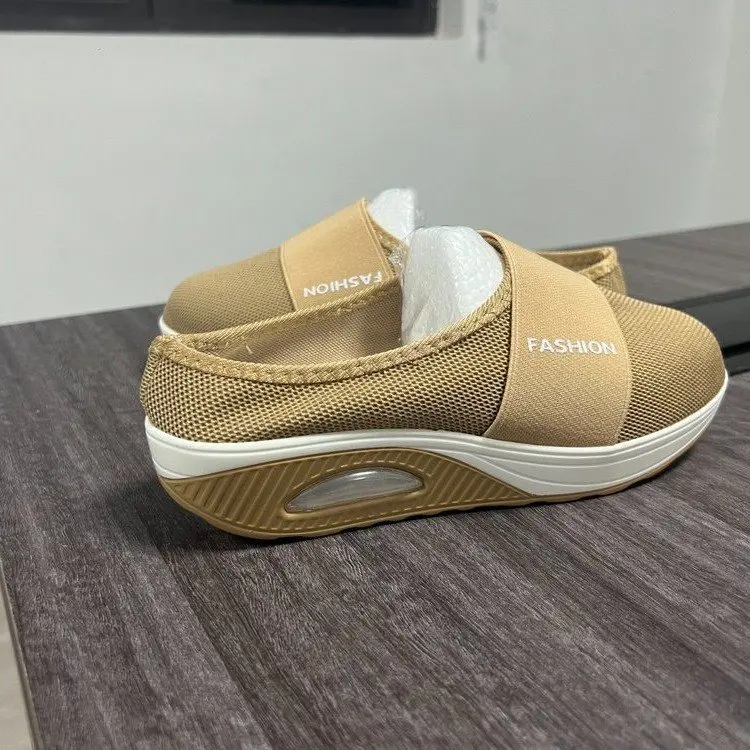 Damen-Schuhe: Bequeme Slip-On Orthopädische Diabetiker-Plateau-Pantoletten, Leichte Mesh-Slipper mit Keilabsatz, Damen-Sneaker – Detail 13