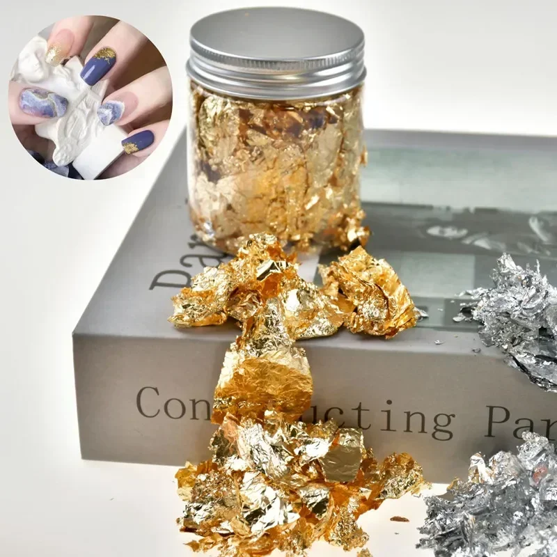 2/5g Shiny Gold Leaf Flakes Sequins Glitters Confetti for Painting Arts Nail Art Foil Decorative Paper Resin Mold Fillings