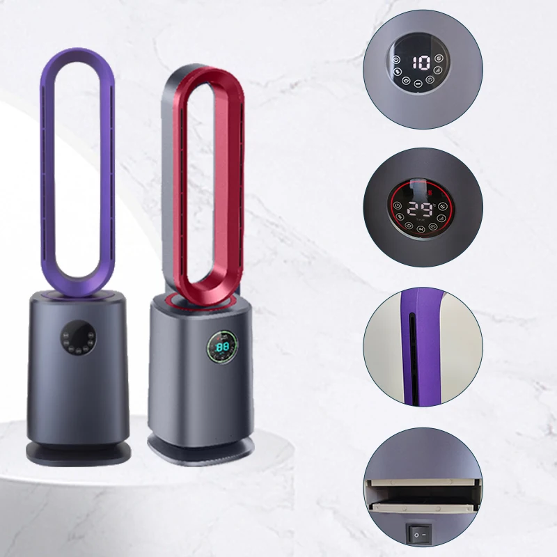 Popolare ventilatore verticale elettrico senza lama nel 2024 dotato di purificatore d'aria HEPA, ventola senza lama sia d'aria calda fredda