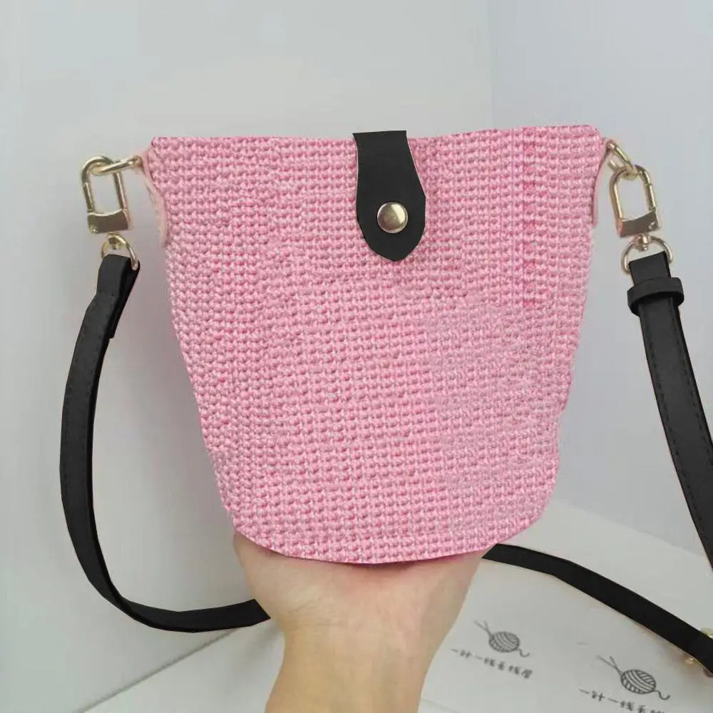 6 pezzi di borse in pelle PU fatte a mano lavorate a maglia accessori borsa tracolla inferiore set di borse in tessuto hardware per borse all'uncinetto fai da te
