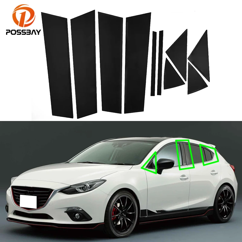 

10 Pcs Car Pillar Posts Door Window Trim Decal Cover for Mazda 3 Axela 2014 2015 2016 2017 2018 Accessories Exterior Parts 기둥