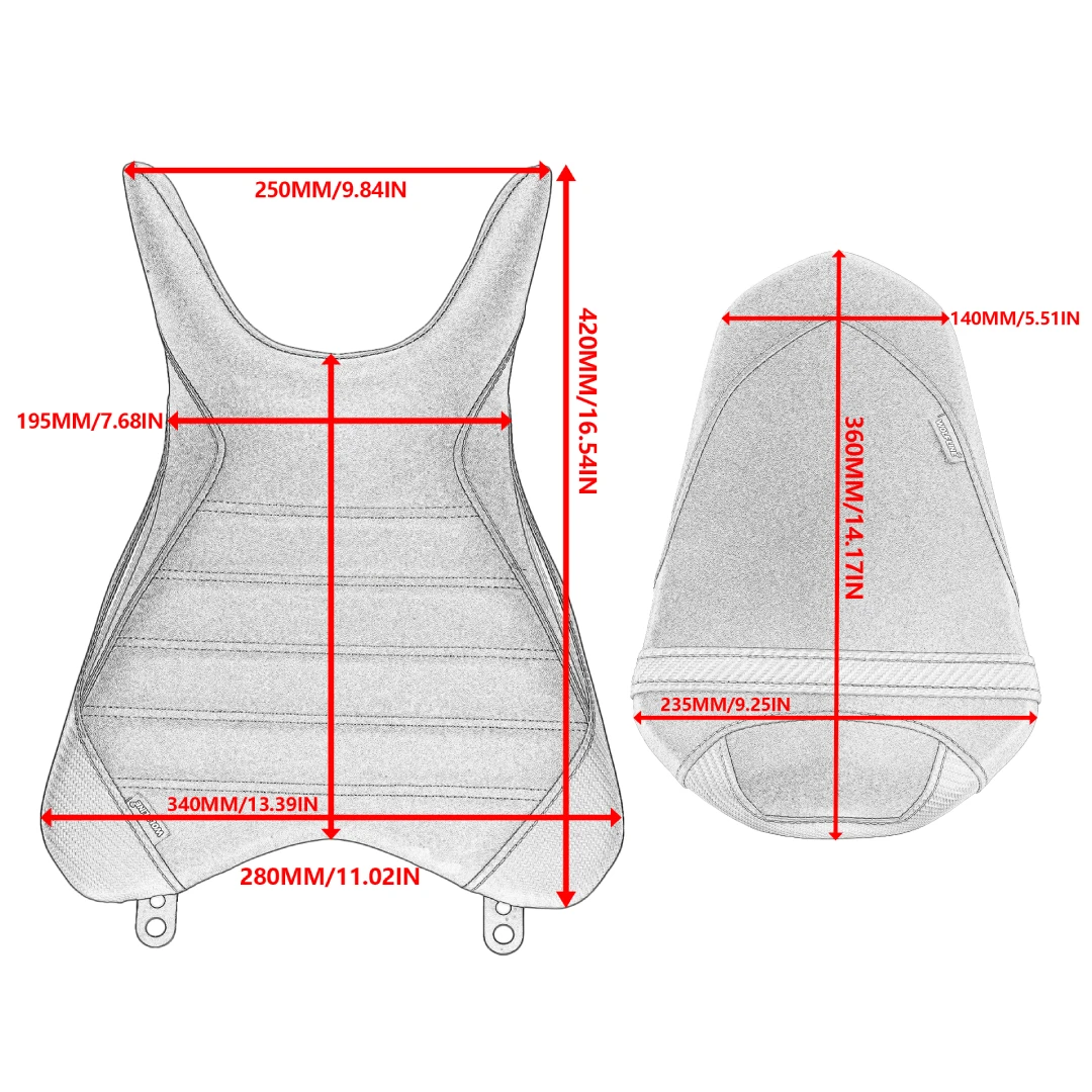 WOLFLINE Front Rear Seat Cushion for Yamaha YZF-R3 MT-03 2025 2026 Driver Passenger Complete Seat Saddle Great Upgrade for Rides