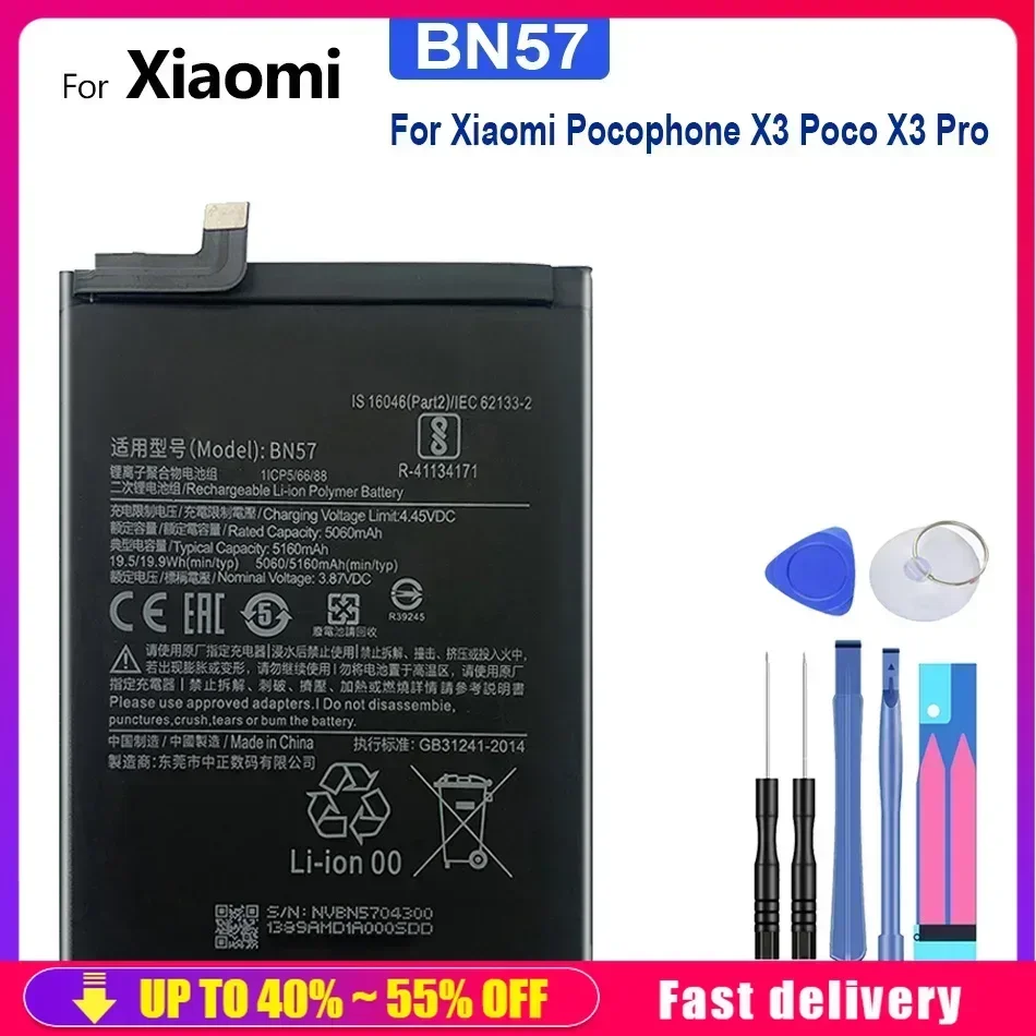 Mobile Phone Batteries BN57 BN61 For Xiaomi Pocophone X3/X3Poco X3 Pro Rechargeable Portable Battery