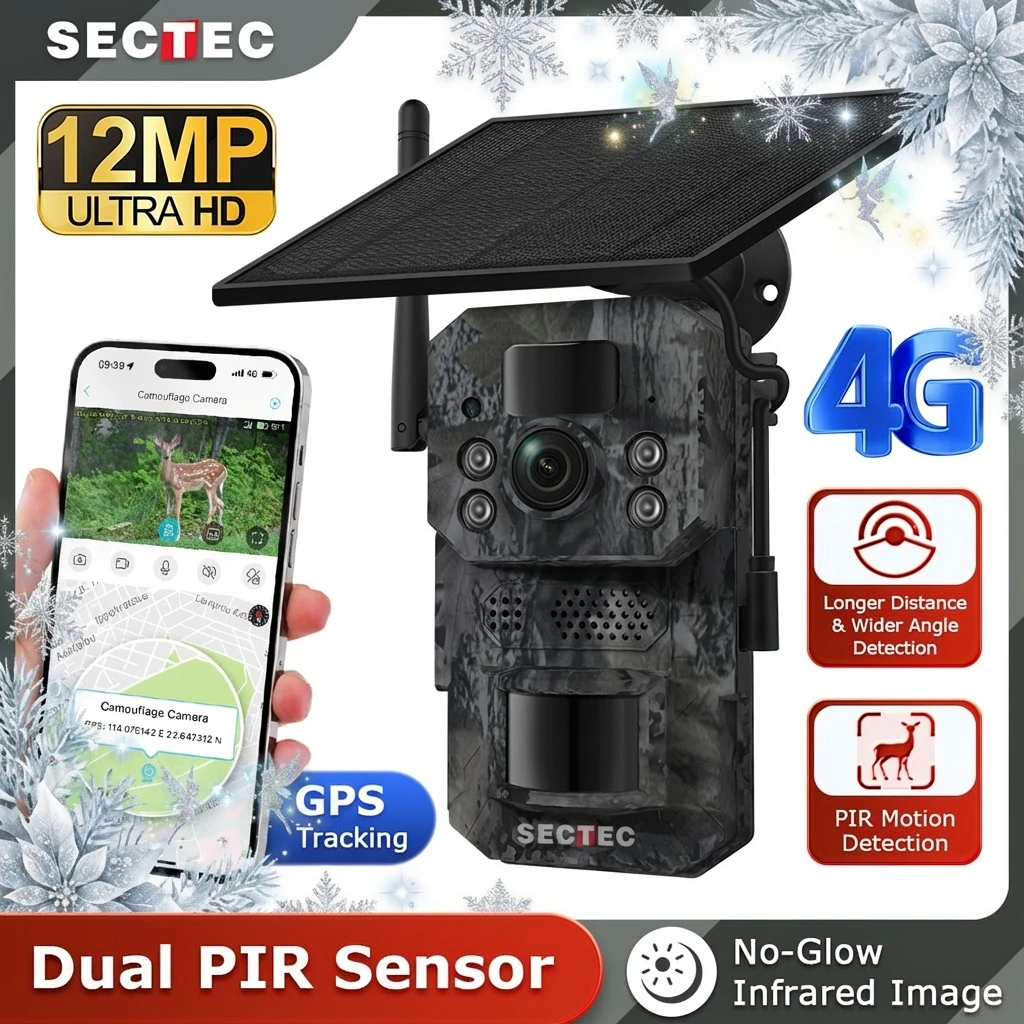 

INQMEGA 4G SIM Card Solar Wildlife Camera Trail Trap Hunting Cam with Live Feed 12MP GPS Motion Detection APP Instant Alarm IP66