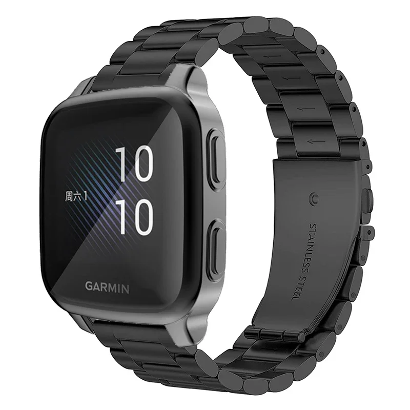 حزام ساعة من الفولاذ المقاوم للصدأ للغارمين Venu Sq 2 حزام ساعة ذكية للموسيقى لأساور Garmin Venu Sq غطاء كامل للحماية