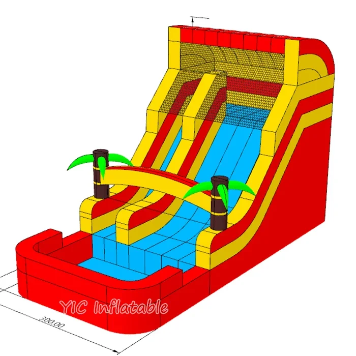 Aufblasbare Wasserrutschen in kommerzieller Qualität, Palme, günstige kleine Wasserrutsche zum Aufblasen zu verkaufen