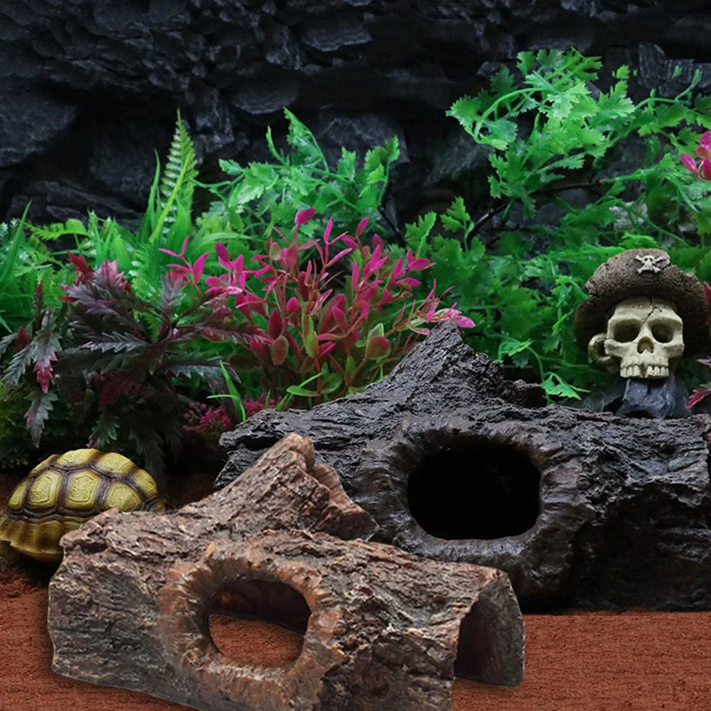 

Resin Crafts Artificial Bark Decor Fish Tank Kit Shrimp Hideout Sea Turtle Statue Frog Aquarium nament Pet Supplies Long Lasting