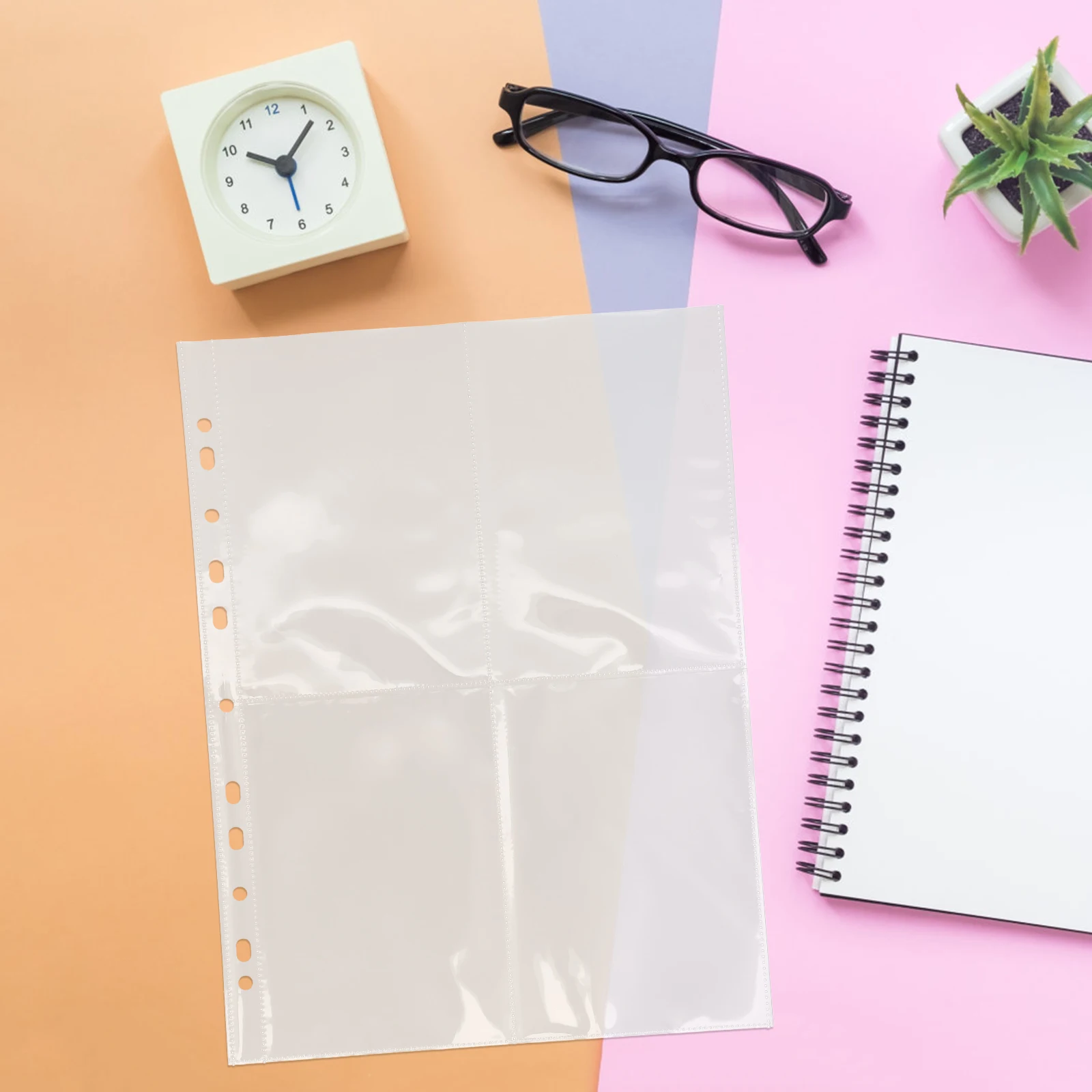 30Pcs Album Refill Pages A4 Binder Double Sided 4 Pocket Sleeves Clear Photo Card Storage Sheets Trading Card Protector