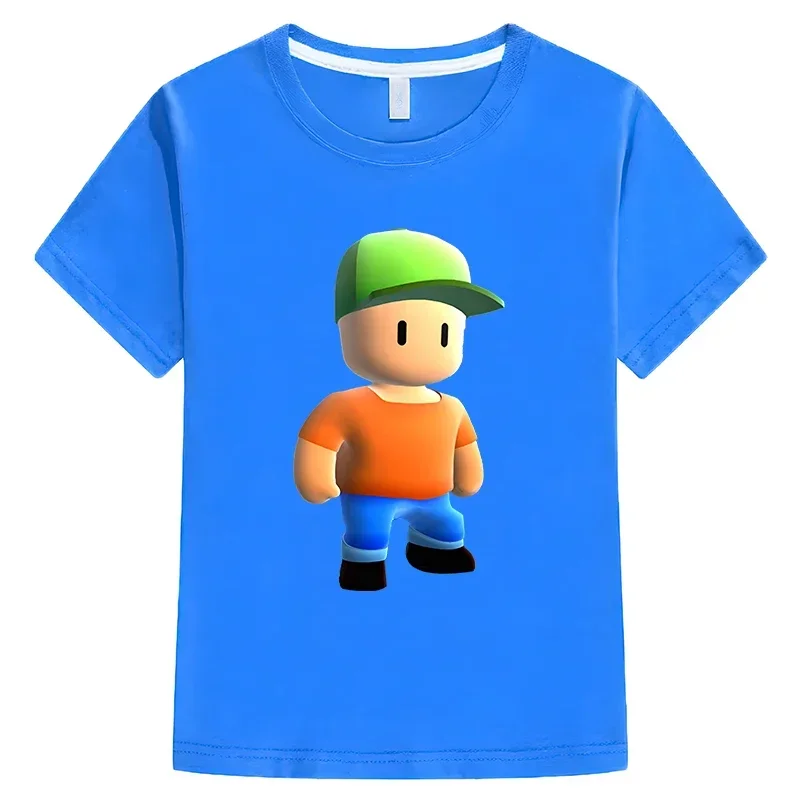 Stumble Guys Children Summer T-shirt 100%Cotton Short Sleeve Tops one piece t shirt for kids boy 10 years y2k girls boys clothes