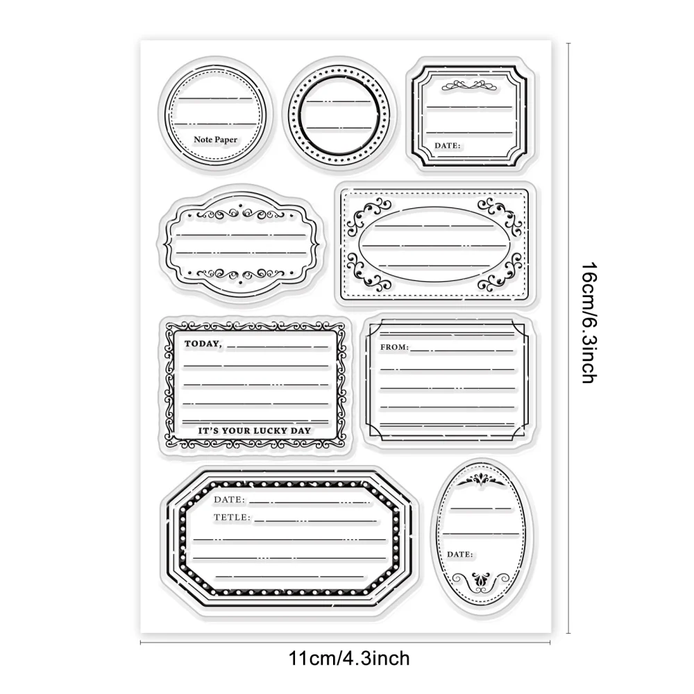 Clear Label Stamps Frame Silicone Clear Stamps Vintage Transparent Seals for DIY Photo Album Holiday Card Scrapbooking Gift Tags