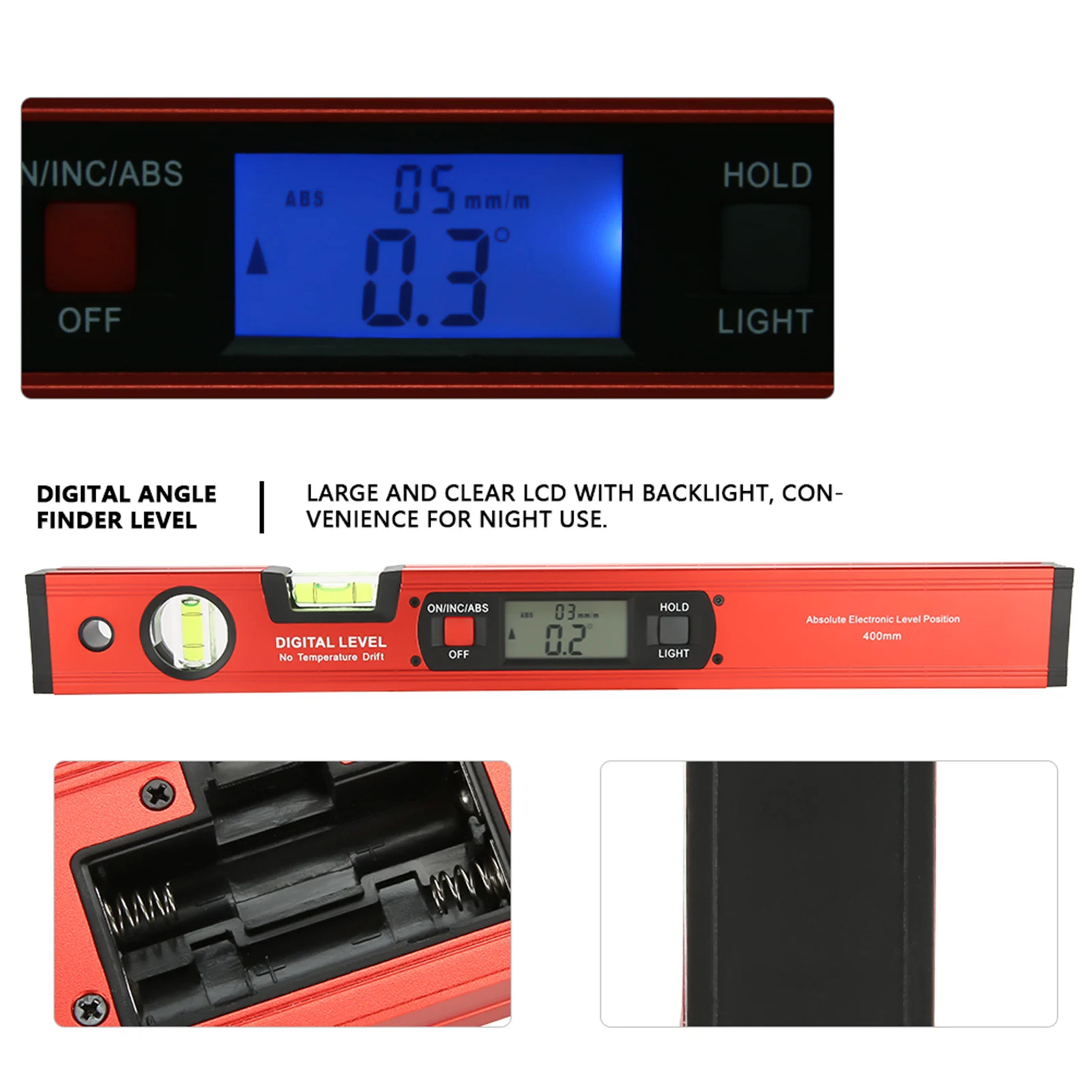 

Digital Inclinometer, Digital Aluminum Alloy Magnetic Angle Finder Level 4 X 90° Inclinometer