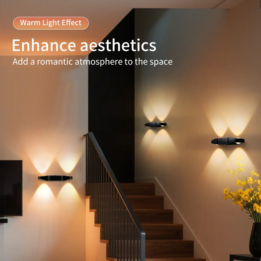 LED Wall Lamp with PIR Human Body Sensor Magnetic Night Light USB Rechargeable Cabinet Light 3 Color or RGB  for Indoor Stair
