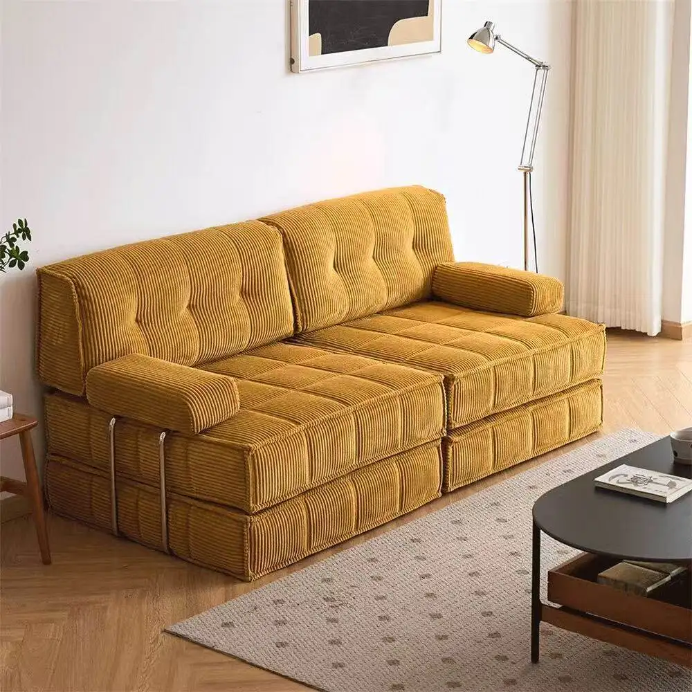 Nine-layer Cake Tofu Block Free One Seat Corduroy Modular Sofa Detachable Washable Sofa Bed For Small Apartment Living Room