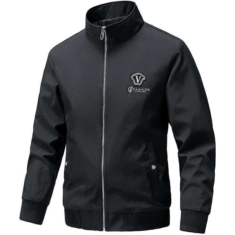 

Мужская осенне-весенняя облегающая куртка с воротником-стойкой, топ 2025 года, повседневная уличная модная универсальная ветрозащитная куртка, мужская одежда