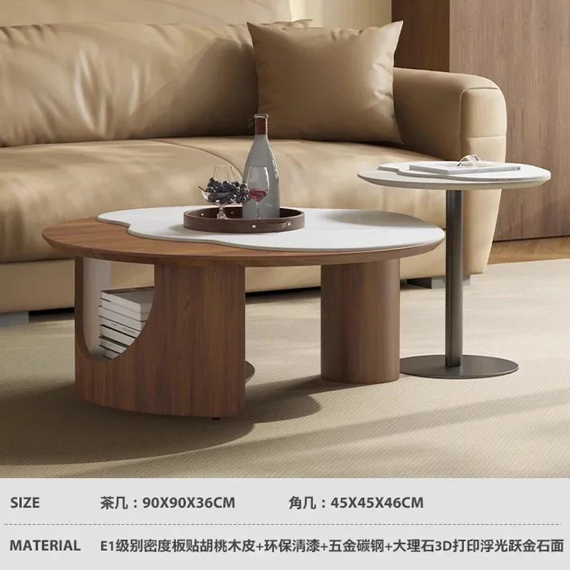 A minimalist square marble coffee table living room modern simple size coffee table combination table