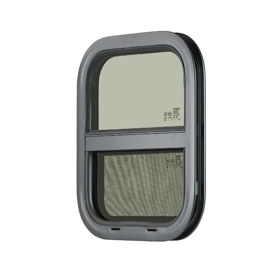 

Vertical RV Window 14 W x 16 H Tinted Sliding Window with Net Screen and Trim Ring for 15/16 - 1 3/4 Wall Thickness DOT Approve