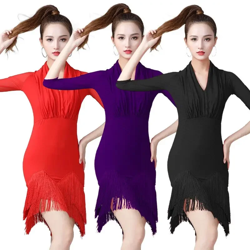 

Womens Tassel Dress Latin Dance Dress Practice Dance Performance Costume Accessories Competition Salsa Latin Fringe Skirt