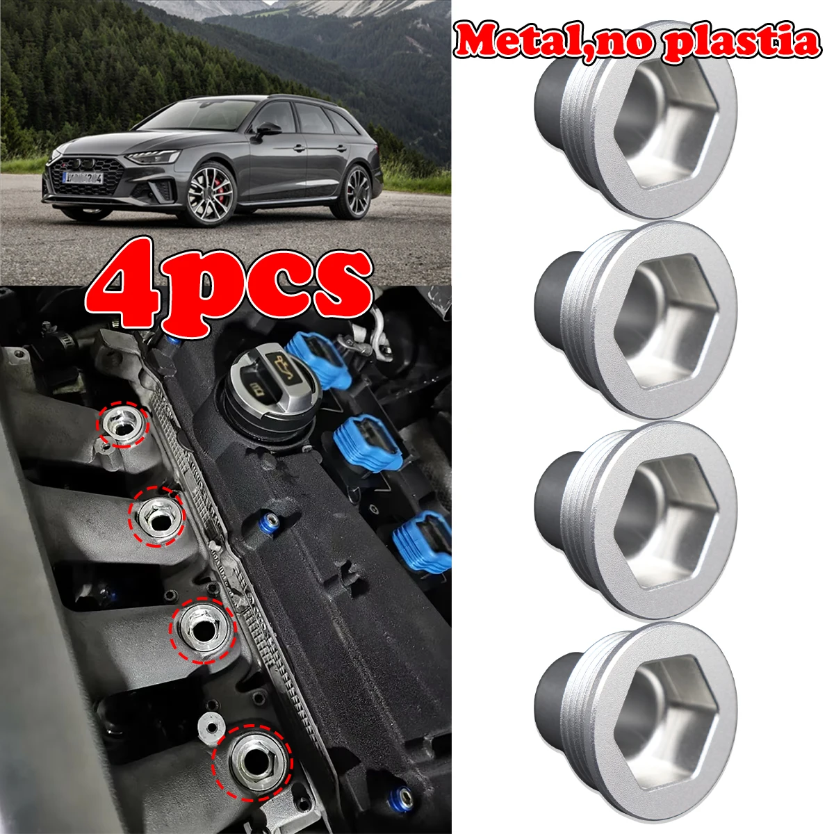 4X inserto de inyector de combustible para Audi A4/S4/Avant/Quattro 8E mejora asiento de copa de aluminio piezas de repuesto de coche 2001 2005 2006 2007 2008