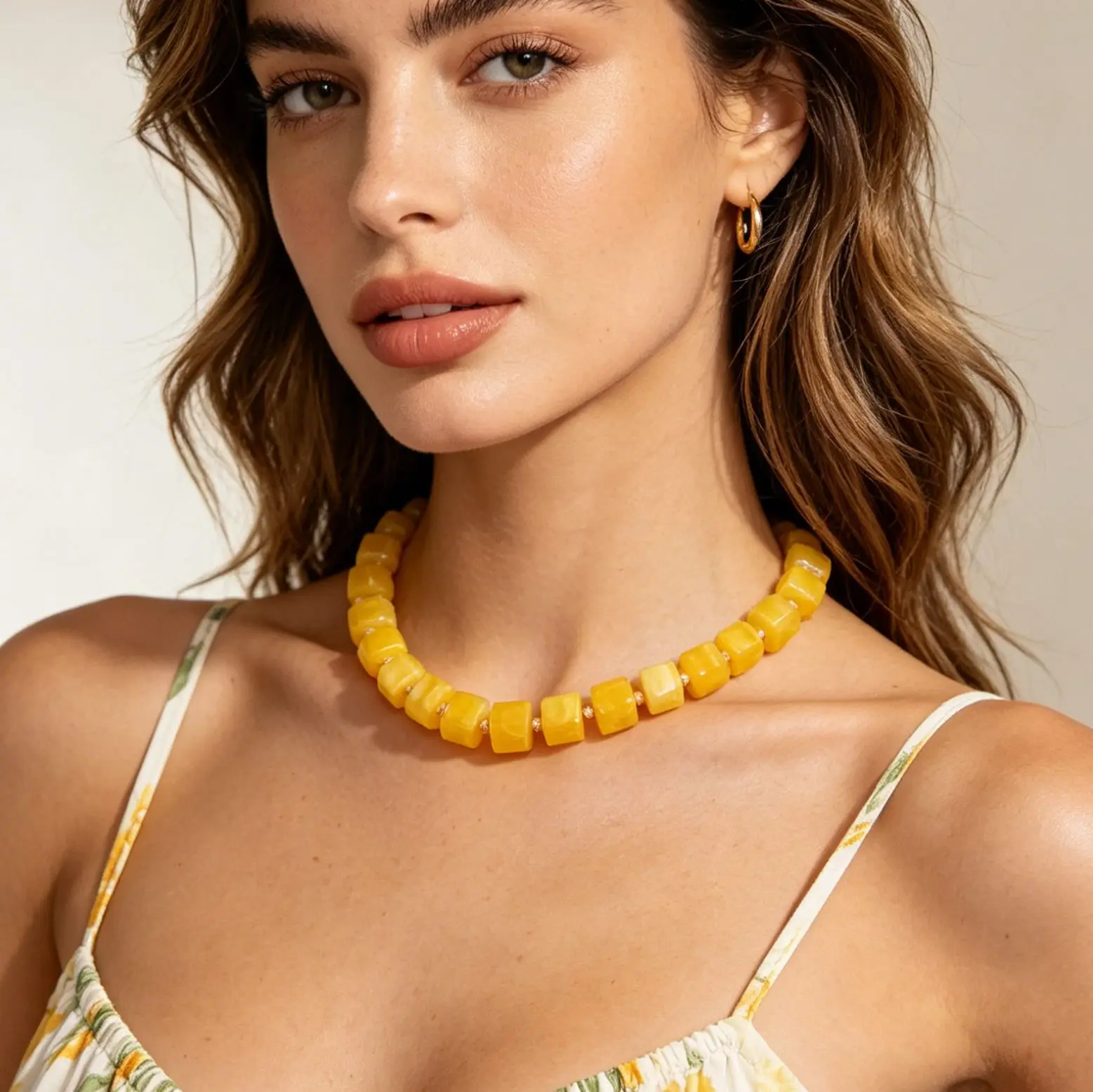 Sweet and multi-colored optional sugar cube resin beaded necklace ins style niche high-end versatile item jewelry