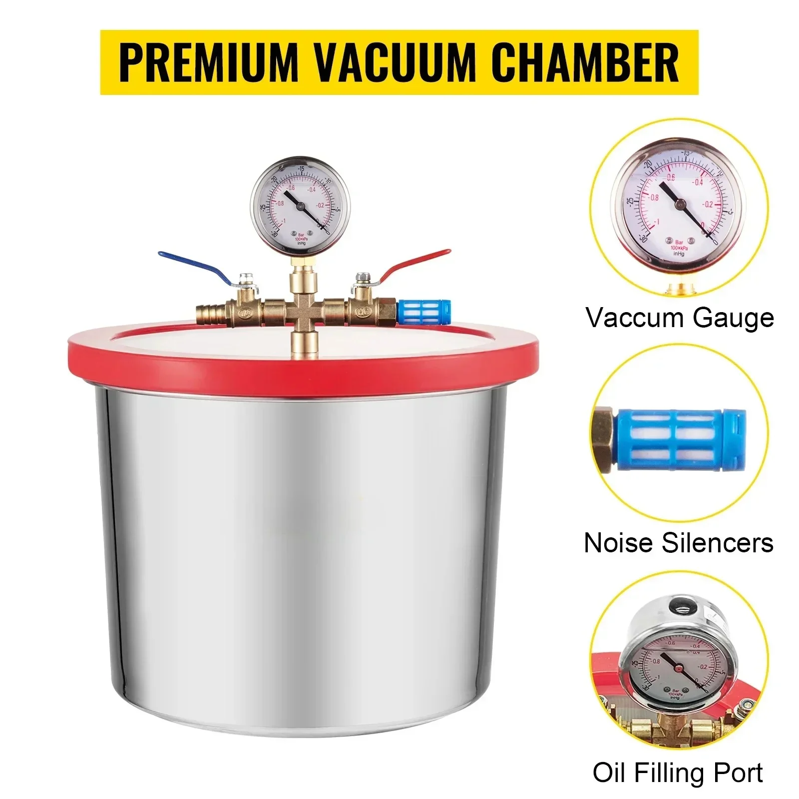 SIHAO 1.8CFM Household Vacuum Pump for Air Conditioning Refrigerant Degassing Chamber with Gauges - Vacuum Chamber Pump