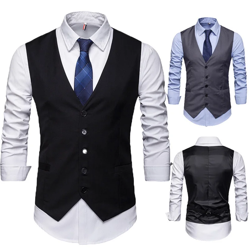 7XL Autumn Korean Edition Slim Fit Suit  Men's English Suit Vest Casual Professional Vest Best Man Vest