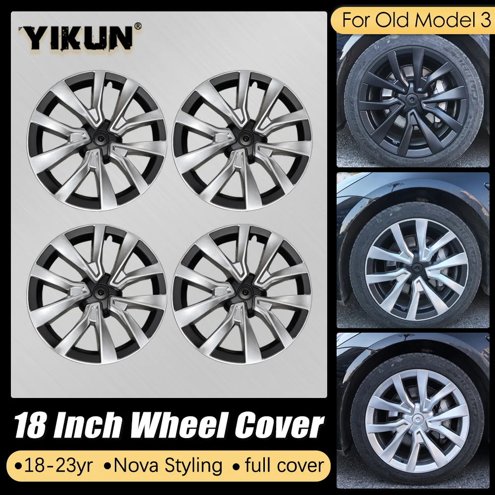 

4PCS Wheel Cover For Tesla Model 3 18 Inch hubcaps Performance Replacement Automobile Full Rim Wheel Caps Accessories 2018-2023