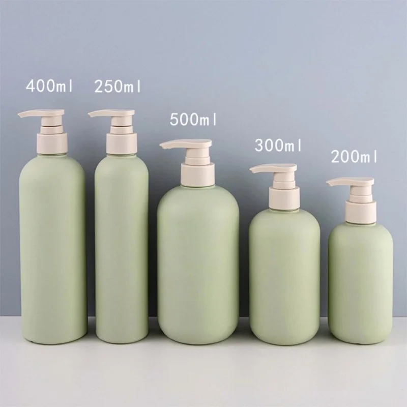 200/300/500ml Green Empty Plastic Pump Bottle for Liquid Lotion Shampoo Cosmetic Container with Pump Head Refillable Bottles