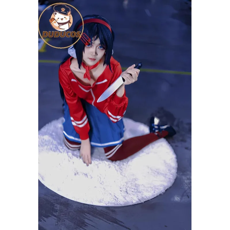

MiSide Crazy Mita Cosplay Costume Wig Dress Skirt Uniform Headwear Red Hairpins Hairband Halloween Party for Women Girls Props