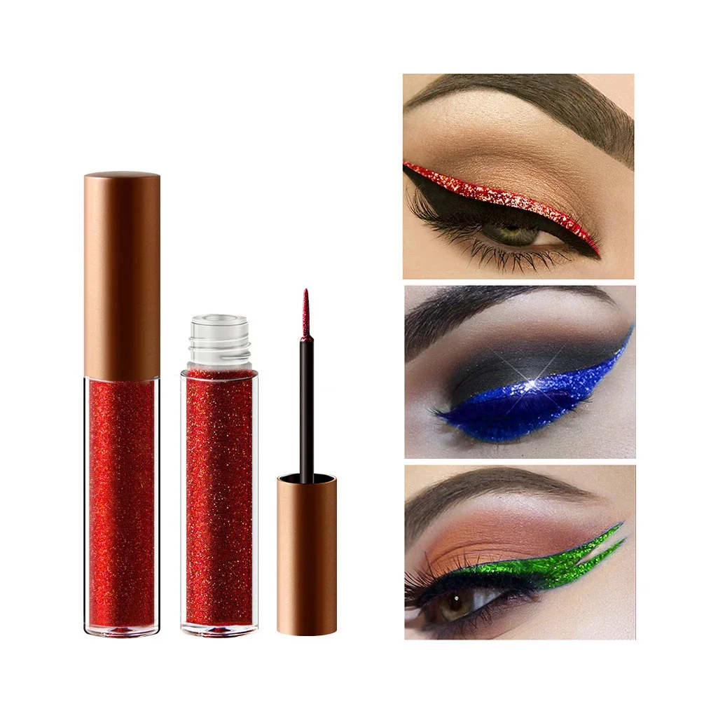 ฉลากส่วนตัวที่มีสีสัน Shining Glitter Liquid Eyeliner ดินสอโลโก้ที่กําหนดเองกันน้ํา Fast แห้ง Shimmer เซ็กซี่แต่งหน้าขายส่ง