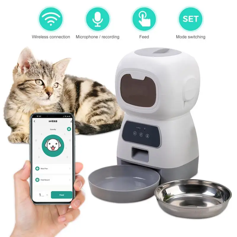 Imagem -04 - Alimentador Automático Wifi Inteligente para Animais de Estimação Tigela de Comida para Cães Fonte de Água Alimentação para Cães e Gatos 3.5l