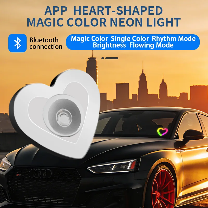Car Love Light APP Solar Decorative Light Colorful LED Warning Light Triangle Window Rear Window Car Fun Atmosphere Light