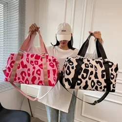 Spacious Durable Women's Carry-On Travel Bag with Animal Print Nylon Large Capacity Sports Gym Bag Weekend Overnight Bag